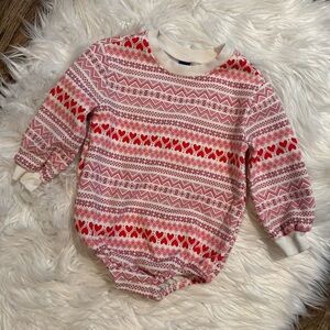 Old Navy Unisex 18-24M Fair Isle Heart Bodysuit Valentine Winter Cozy